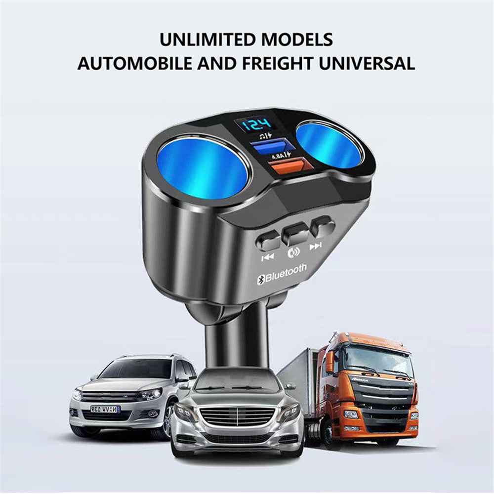 A9 Wireless in-Car Bluetooth-compatible FM Transmitter Rotatable Radio Adapter MP3 Player 4.8A USB Car Charger for 12-24V Car