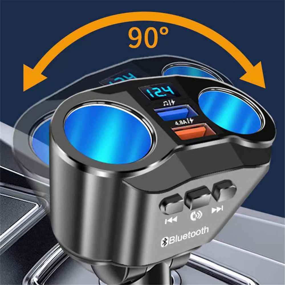 A9 Wireless in-Car Bluetooth-compatible FM Transmitter Rotatable Radio Adapter MP3 Player 4.8A USB Car Charger for 12-24V Car