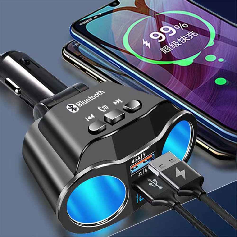 A9 Wireless in-Car Bluetooth-compatible FM Transmitter Rotatable Radio Adapter MP3 Player 4.8A USB Car Charger for 12-24V Car