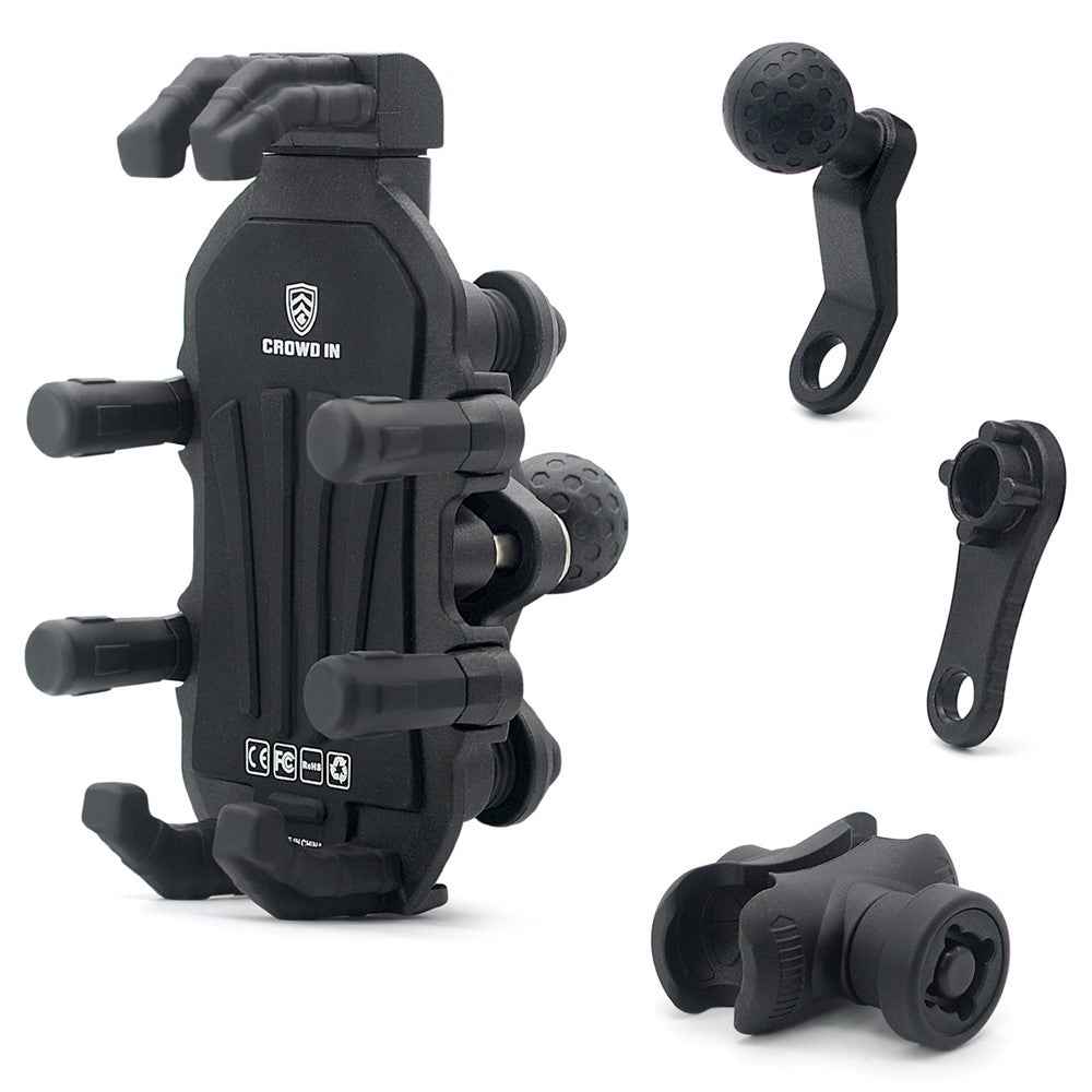 WUPP CS-1990D1 Anti-theft Motorcycle Phone Holder Rearview Mirror Aluminum Alloy Phone Mount Clamp