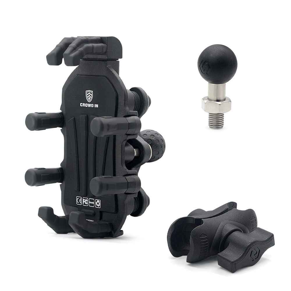 WUPP ZH-1990A2 Motorbike Phone Holder Anti-Shock Aluminium Alloy Phone Mount with M10 Ball