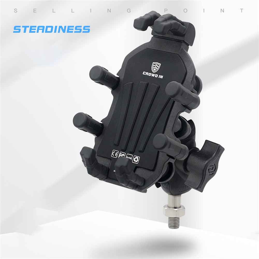 WUPP ZH-1990A2 Motorbike Phone Holder Anti-Shock Aluminium Alloy Phone Mount with M10 Ball