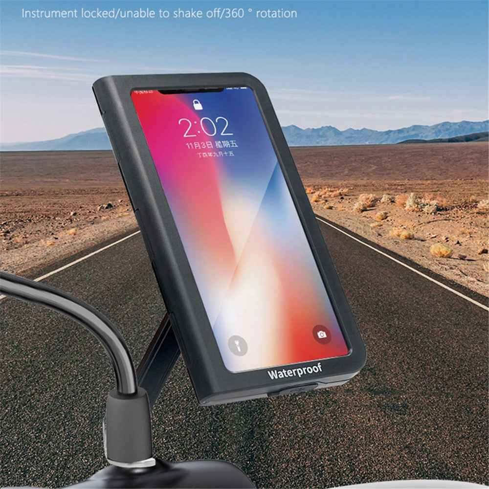 WUPP CS-1937A1 Motorcycle Rearview Mirror Phone Holder Waterproof Phone Mount Case for Electric Bikes