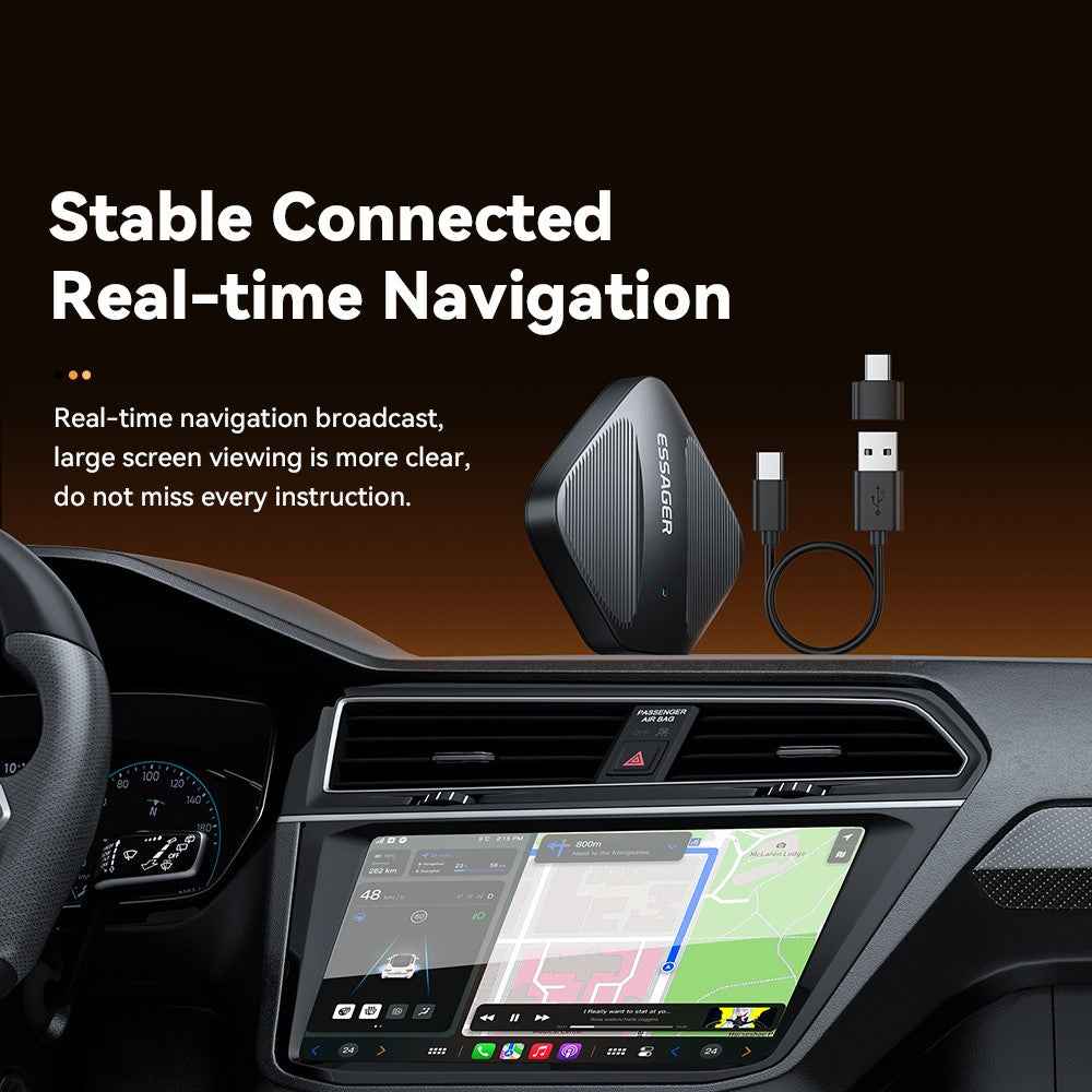 ESSAGER ES-CP01 Wireless CarPlay Adapter Dongle for iPhone Plug and Play WiFi 5G Module Voice Control