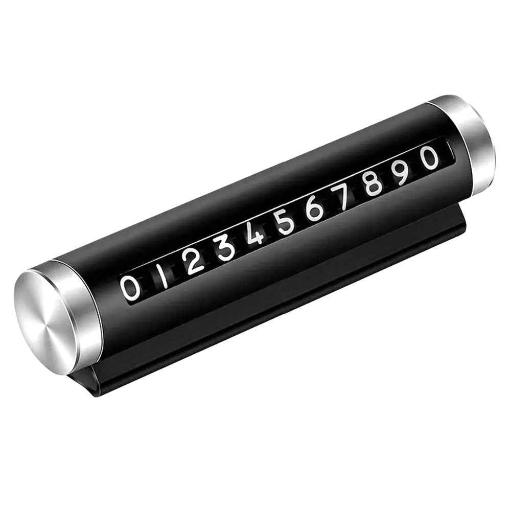 Aluminum Alloy+PC Roller Design Car Stop Sign Phone Number Plate Temporary Parking Card - Black