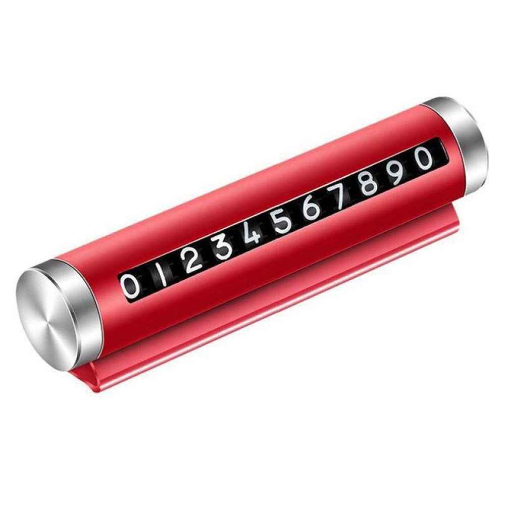 Aluminum Alloy+PC Roller Design Car Stop Sign Phone Number Plate Temporary Parking Card - Red