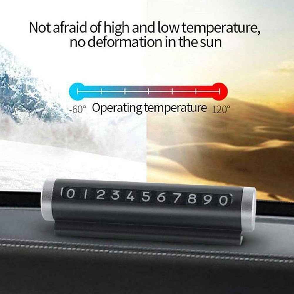 Aluminum Alloy+PC Roller Design Car Stop Sign Phone Number Plate Temporary Parking Card - Red