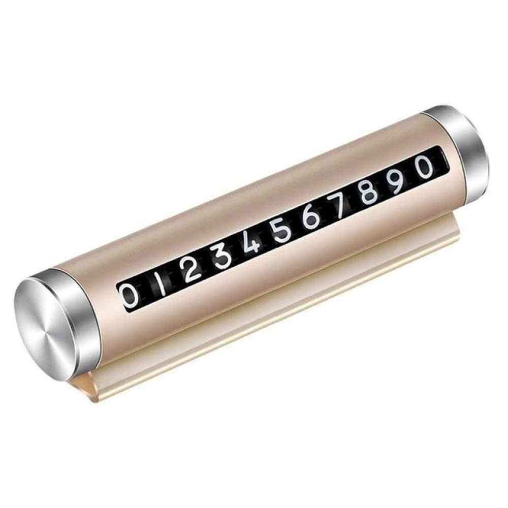 Aluminum Alloy+PC Roller Design Car Stop Sign Phone Number Plate Temporary Parking Card - Gold