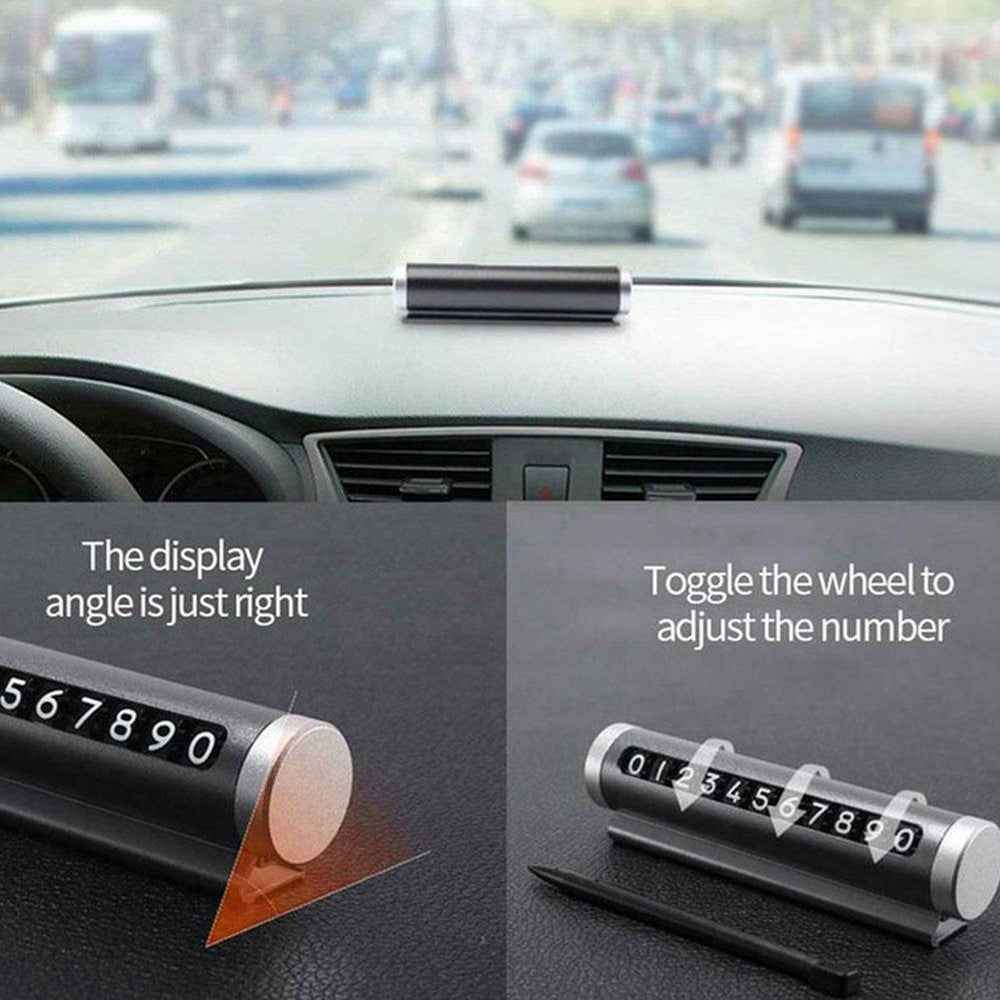 Aluminum Alloy+PC Roller Design Car Stop Sign Phone Number Plate Temporary Parking Card - Gold
