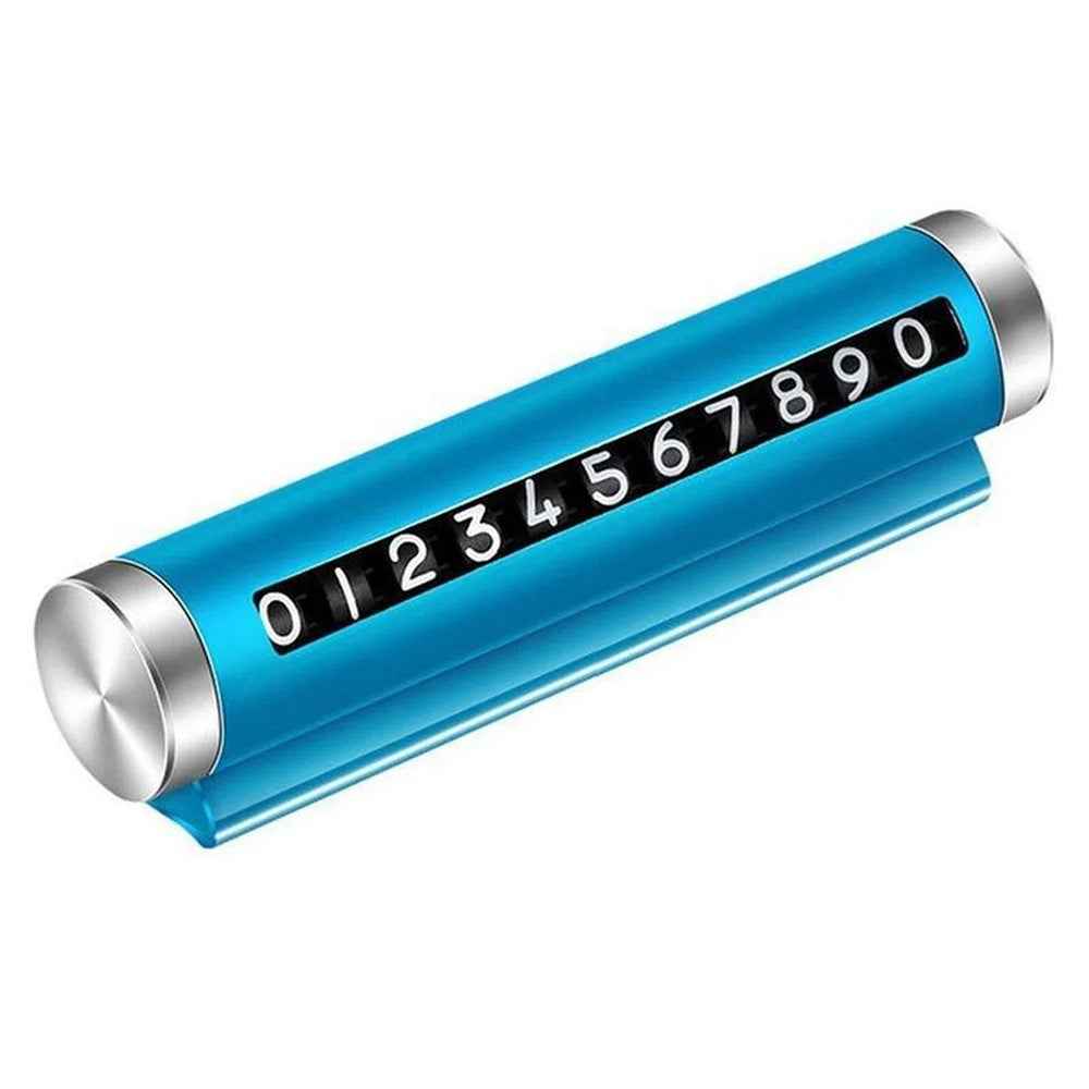 Aluminum Alloy+PC Roller Design Car Stop Sign Phone Number Plate Temporary Parking Card - Blue