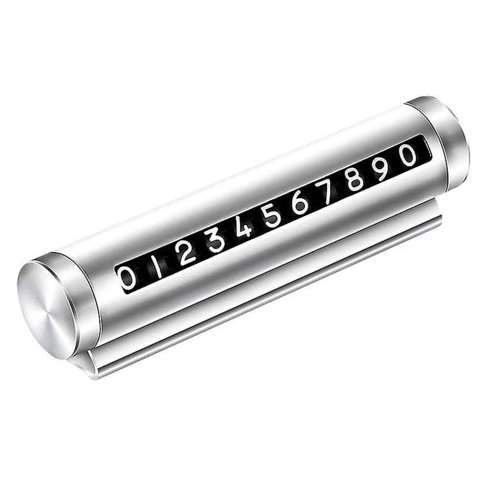 Aluminum Alloy+PC Roller Design Car Stop Sign Phone Number Plate Temporary Parking Card - Silver
