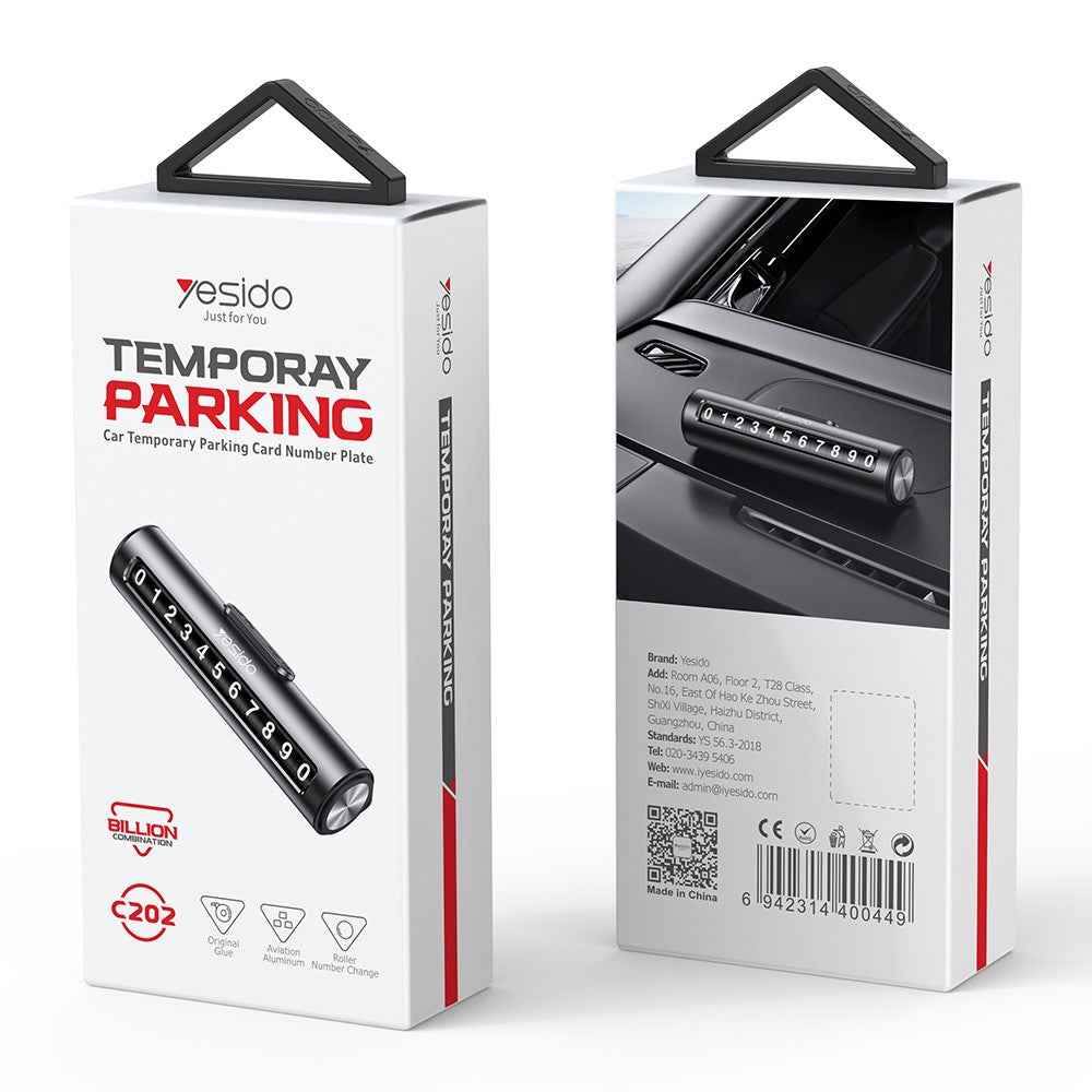 YESIDO C202 Adhesive Base Aluminum Alloy One Push Hidden Car Temporary Parking Plate
