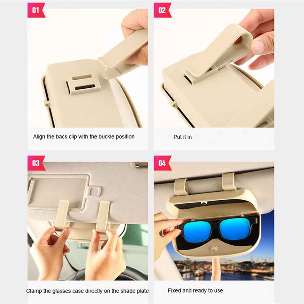 Glasses Holder Magnetic Car Sun Visor Glasses Case Organizer Glasses Storage Box - Grey
