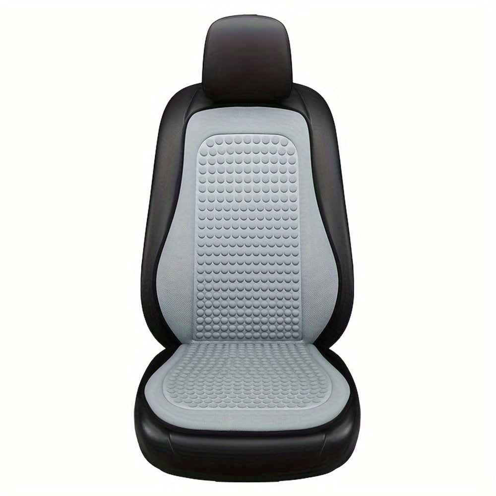 Summer Cooling Mat 3D Massage Breathable Ice Silk Universal Car Front Seat Cover + Backrest Pad - Grey
