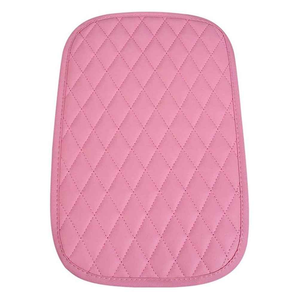 PU Leather Car Armrest Box Cover Pad Auto Center Armrest Box Protective Mat - Pink