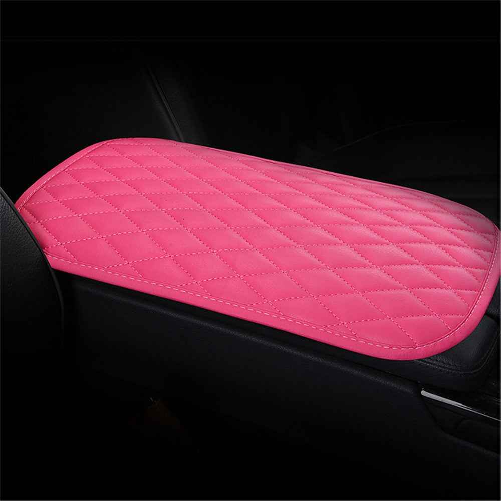 PU Leather Car Armrest Box Cover Pad Auto Center Armrest Box Protective Mat - Rose