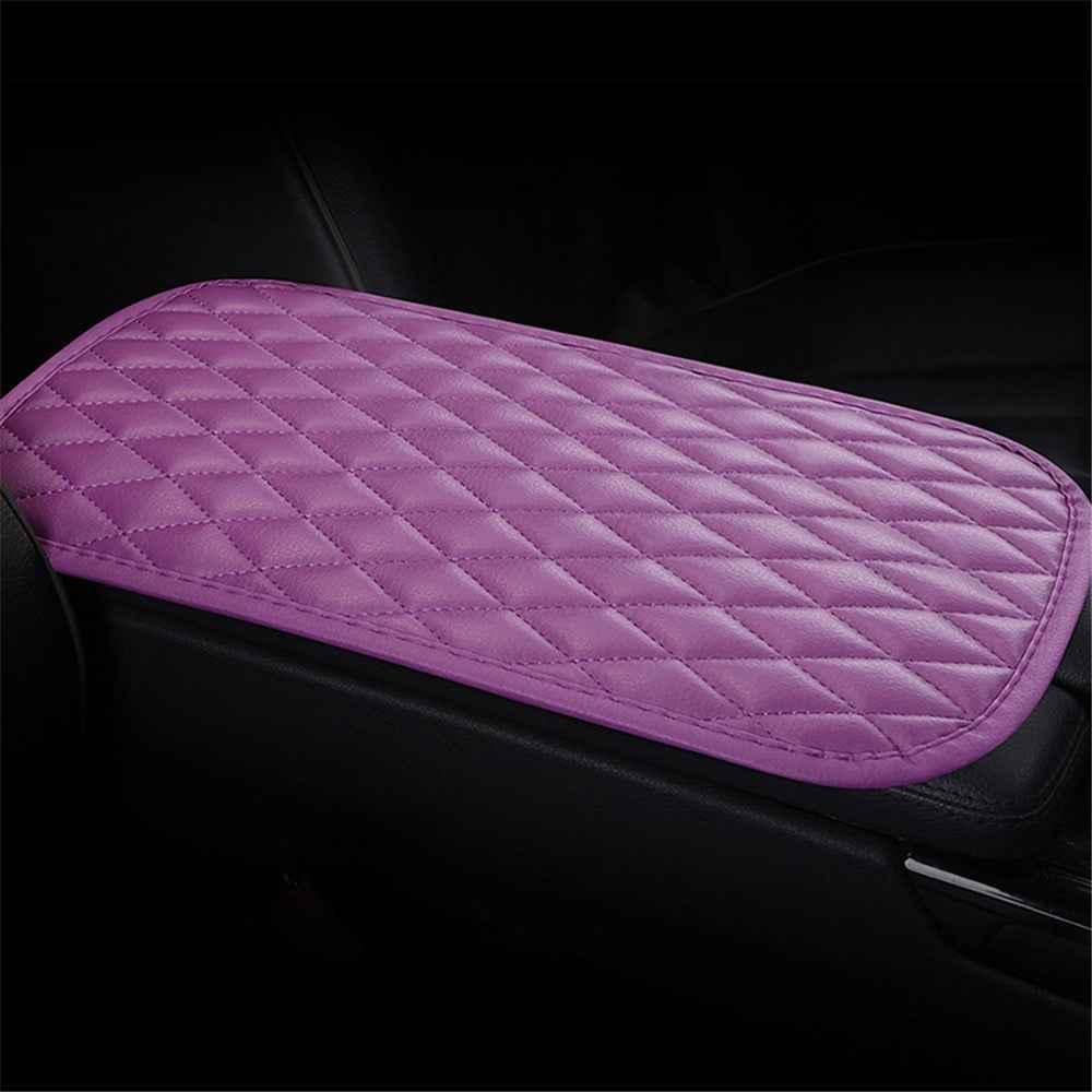 PU Leather Car Armrest Box Cover Pad Auto Center Armrest Box Protective Mat - Purple