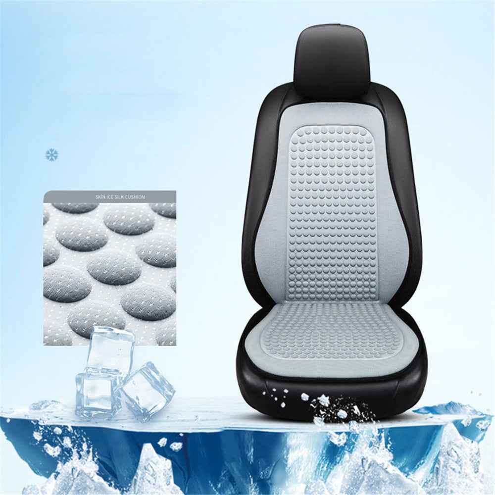 2 Sets Car Front Seat Cover + Backrest Pad Cool Breathable Fatigue Relief Vehicle Seat Pad - Grey