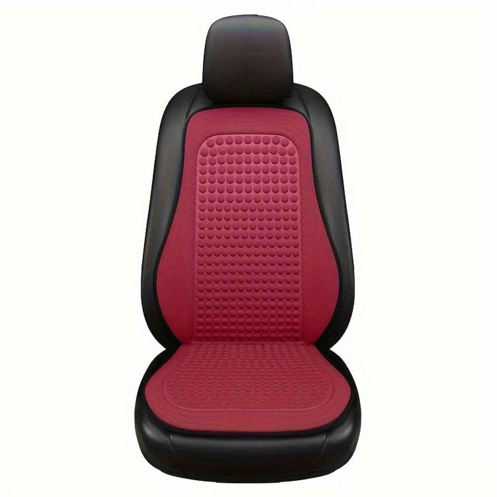 2 Sets Car Front Seat Cover + Backrest Pad Cool Breathable Fatigue Relief Vehicle Seat Pad - Red