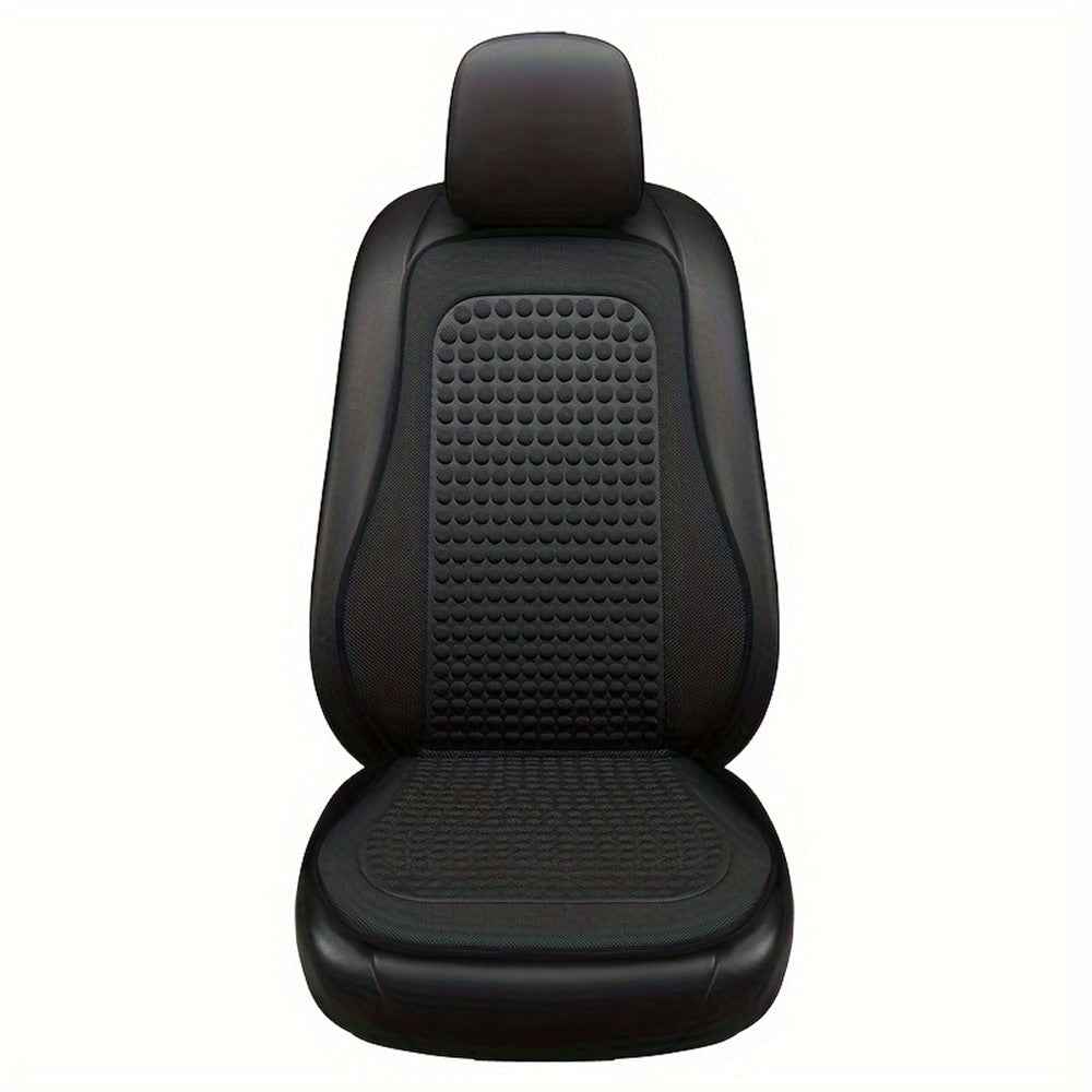 2 Sets Car Front Seat Cover + Backrest Pad Cool Breathable Fatigue Relief Vehicle Seat Pad - Black