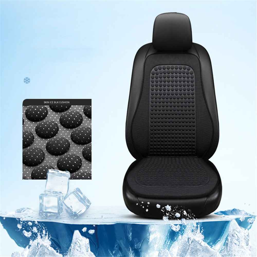 2 Sets Car Front Seat Cover + Backrest Pad Cool Breathable Fatigue Relief Vehicle Seat Pad - Black