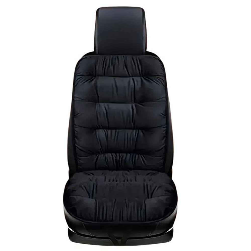 Winter Car Seat Plush Cushion Warm Single Front Seat Cushion with Backrest - Black