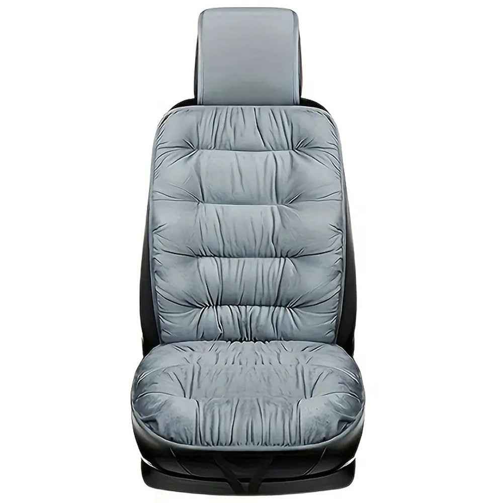 Winter Car Seat Plush Cushion Warm Single Front Seat Cushion with Backrest - Grey