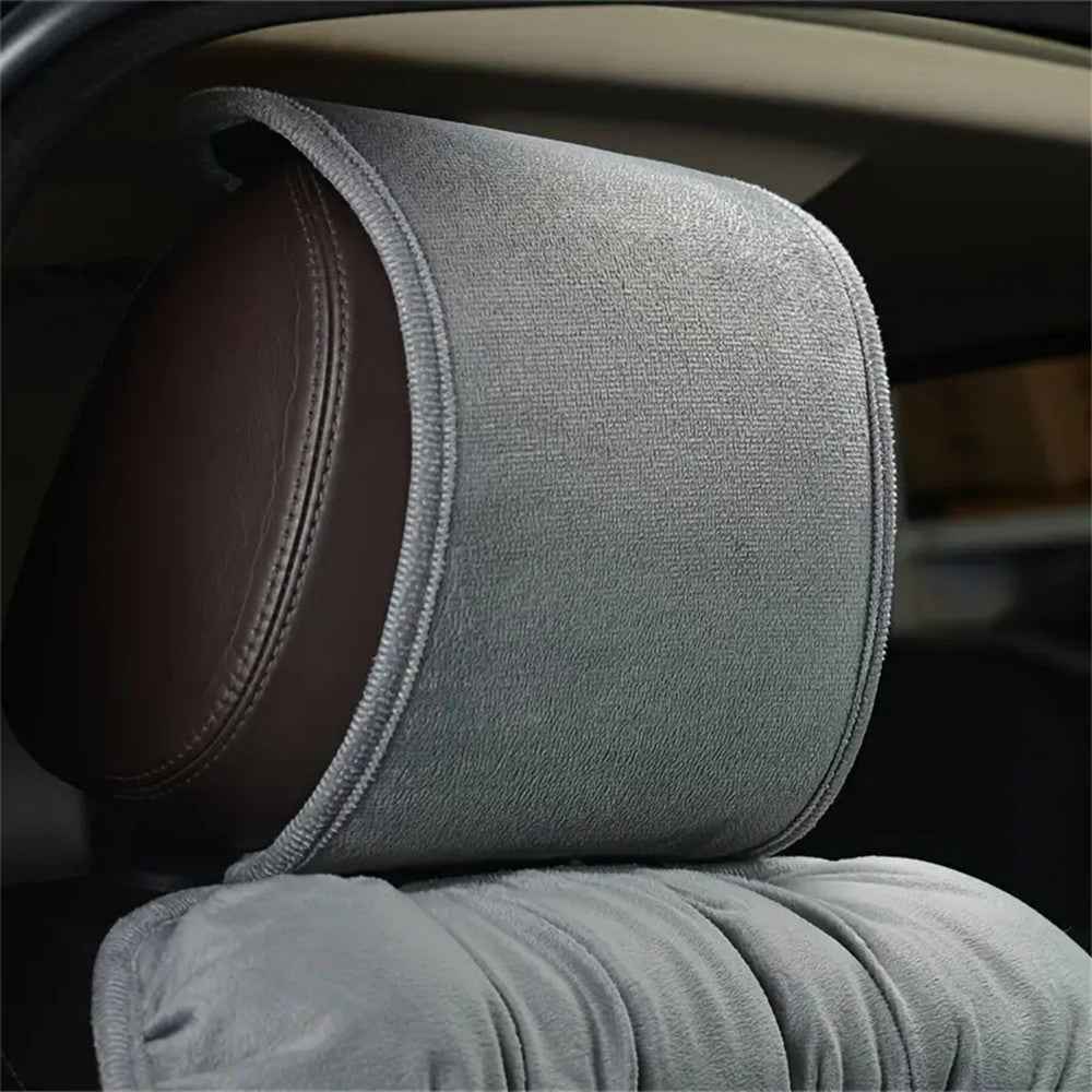 Winter Car Seat Plush Cushion Warm Single Front Seat Cushion with Backrest - Grey