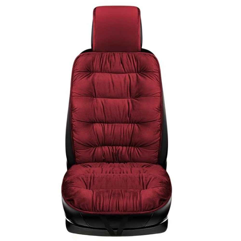 Winter Car Seat Plush Cushion Warm Single Front Seat Cushion with Backrest - Wine Red