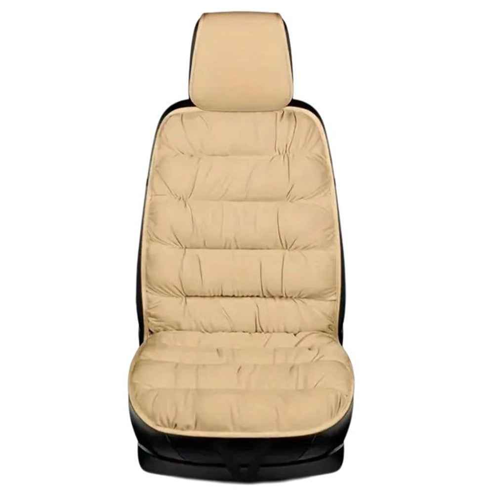 Winter Car Seat Plush Cushion Warm Single Front Seat Cushion with Backrest - Beige