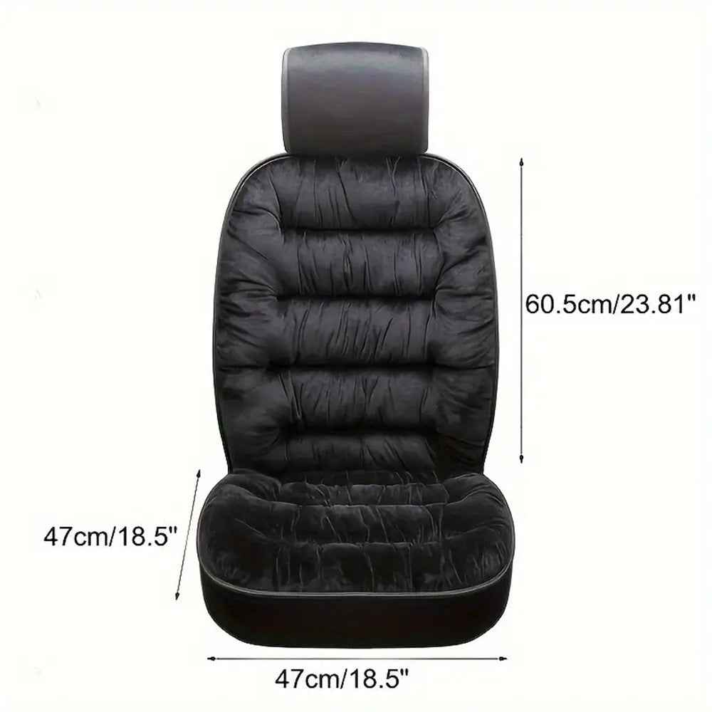 Winter Car Seat Plush Cushion Warm Single Front Seat Cushion with Backrest - Beige