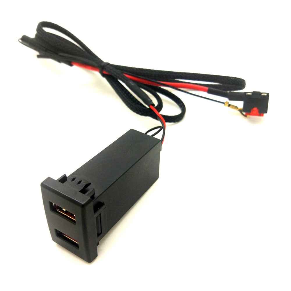 Dual Port USB QC3.0 Car Charger Socket Voltmeter Fast Charging Adapter Modification Accessory for Mazda