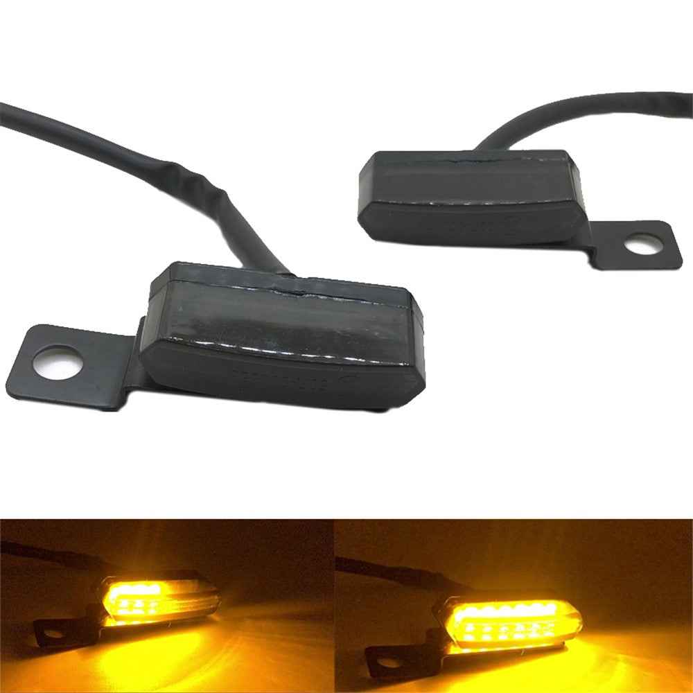 2Pcs Universal Motorcycle Flowing Water Turn Signal LED Light Brake Clutch Lever Flashing Lamp for Honda Yamaha Kawasaki Suzuki - Black