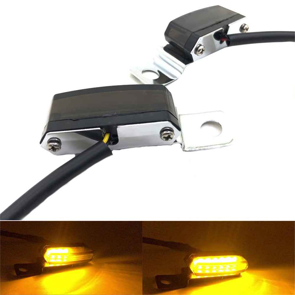 2Pcs Universal Motorcycle Flowing Water Turn Signal LED Light Brake Clutch Lever Flashing Lamp for Honda Yamaha Kawasaki Suzuki - Silver