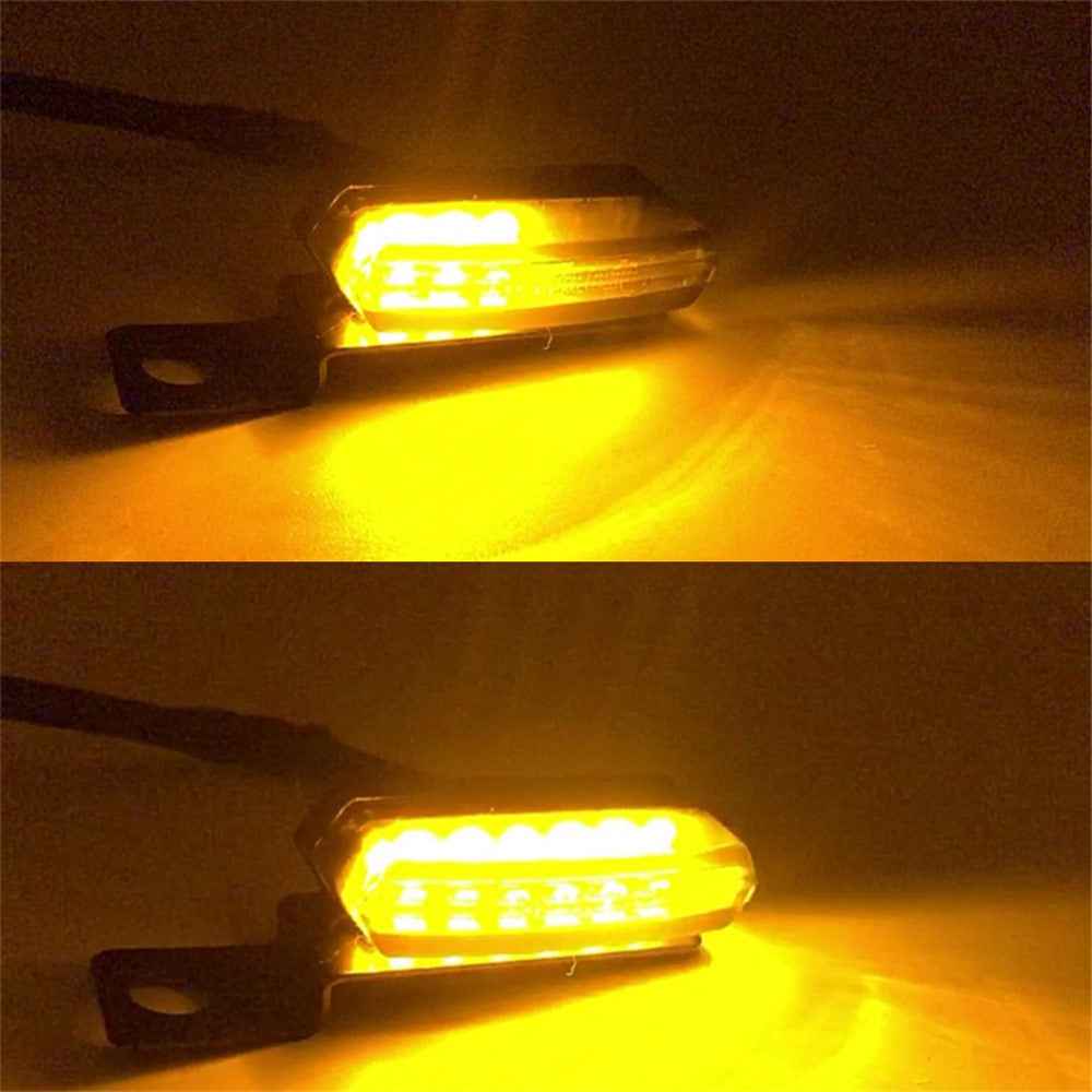 2Pcs Universal Motorcycle Flowing Water Turn Signal LED Light Brake Clutch Lever Flashing Lamp for Honda Yamaha Kawasaki Suzuki - Silver