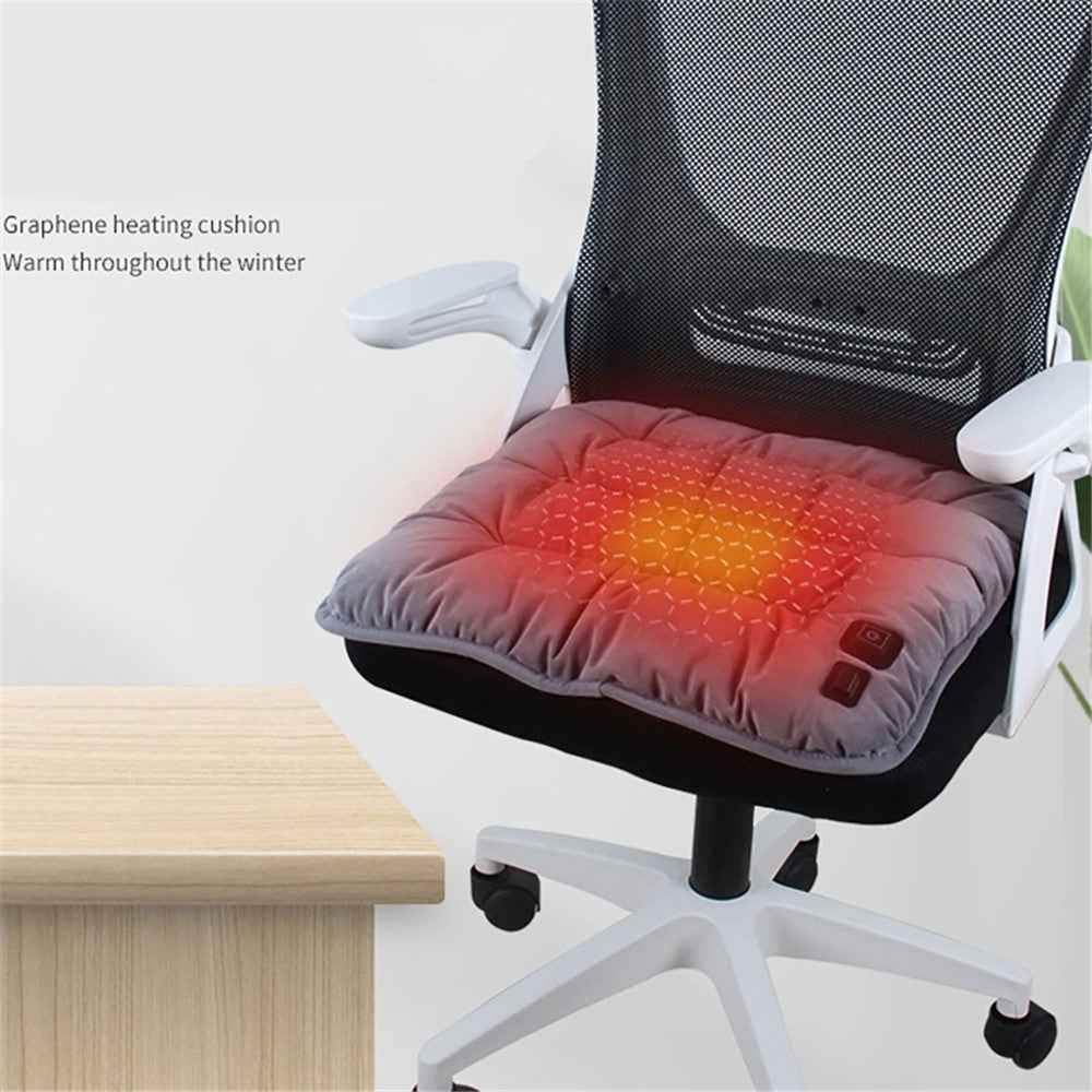 45 x 45 x 5cm USB Winter Heating Seat Cushion Heater Pad Electric Warmer Car Seat Mat - Grey