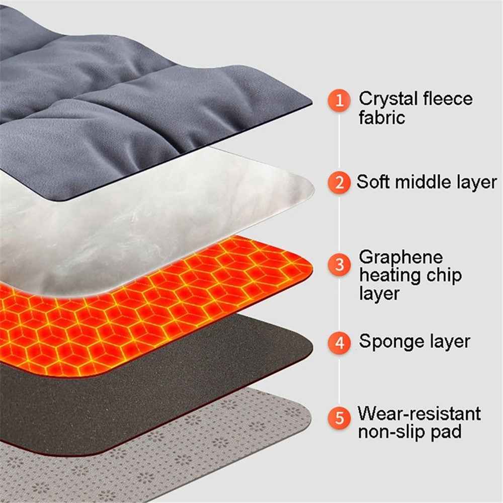 45 x 45 x 5cm USB Winter Heating Seat Cushion Heater Pad Electric Warmer Car Seat Mat - Grey
