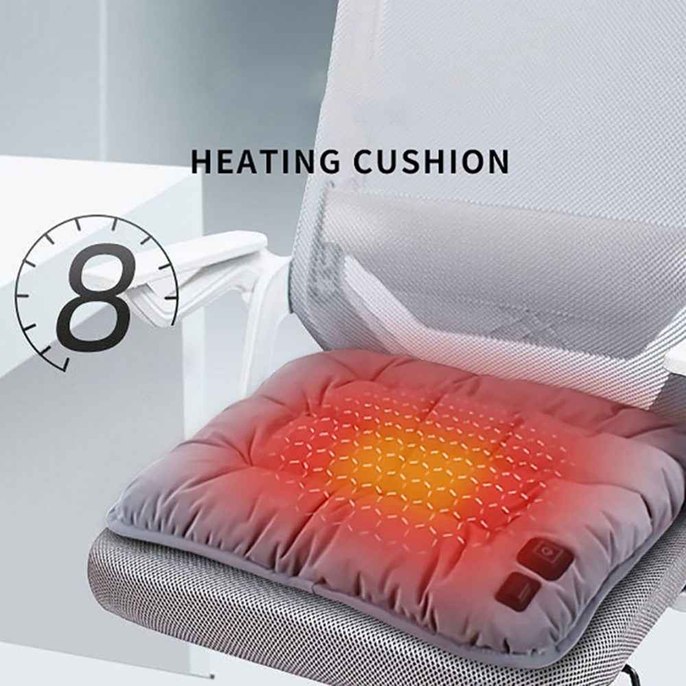45 x 45 x 8cm Heated Cushion Car Velvet Seat Cushion Car Chair Cover Mat USB Heating Seat Pad - Black