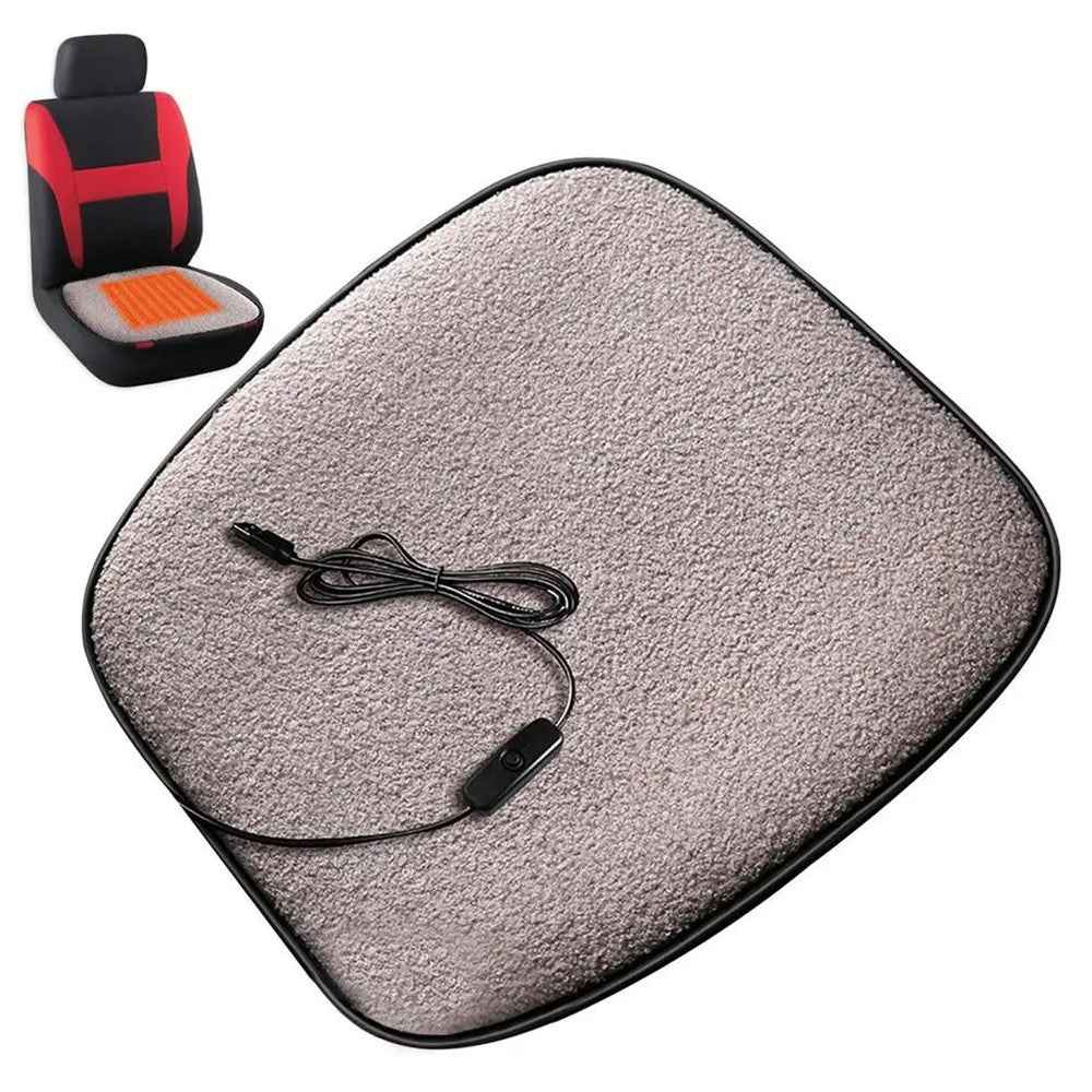 5V Car Heating Cushion Lamb Fleece Winter Warm Universal Car Interior Seat Cover Pad - Grey
