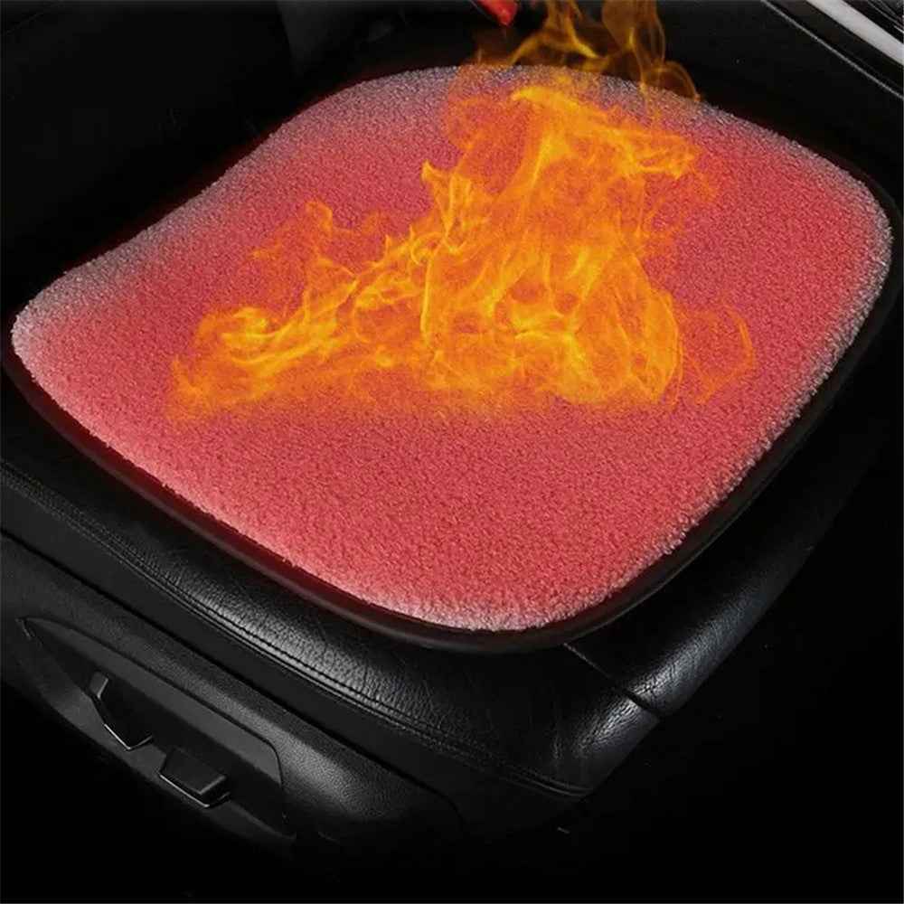 5V Car Heating Cushion Lamb Fleece Winter Warm Universal Car Interior Seat Cover Pad - Grey