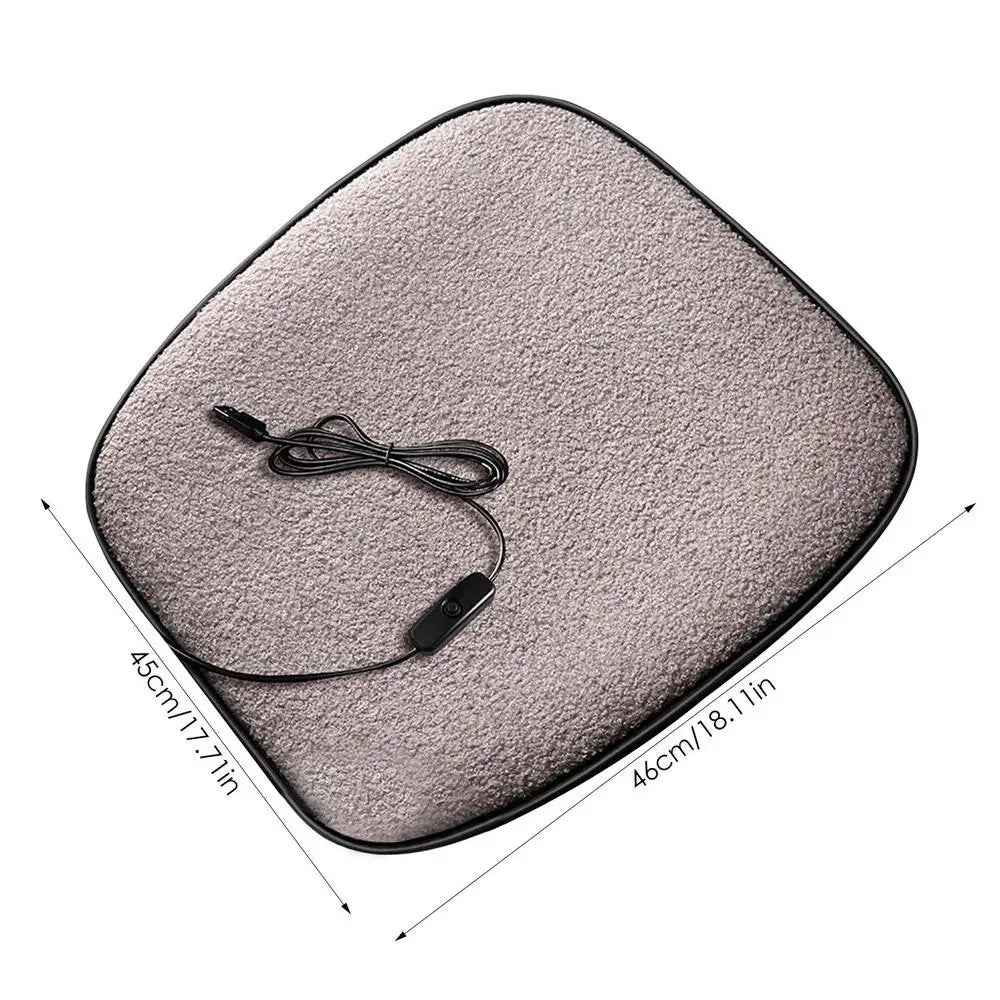 5V Car Heating Cushion Lamb Fleece Winter Warm Universal Car Interior Seat Cover Pad - Grey