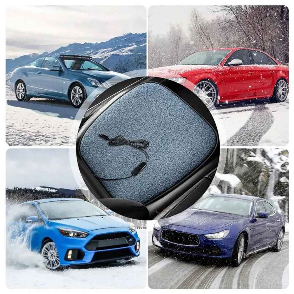 5V Car Heating Cushion Lamb Fleece Winter Warm Universal Car Interior Seat Cover Pad - Brown