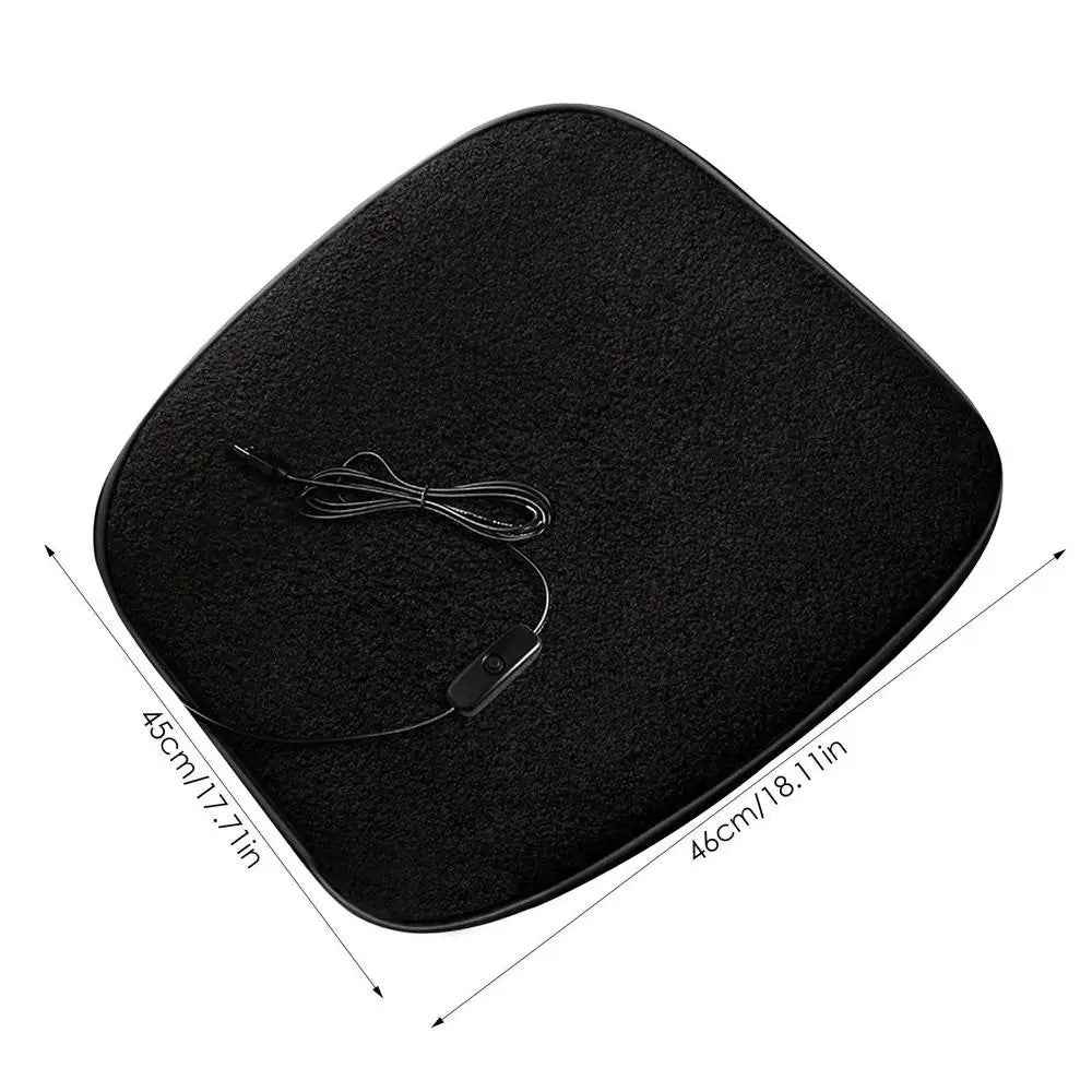 5V Car Heating Cushion Lamb Fleece Winter Warm Universal Car Interior Seat Cover Pad - Black
