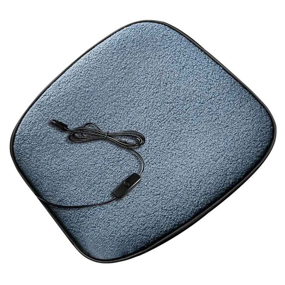 5V Car Heating Cushion Lamb Fleece Winter Warm Universal Car Interior Seat Cover Pad - Sapphire