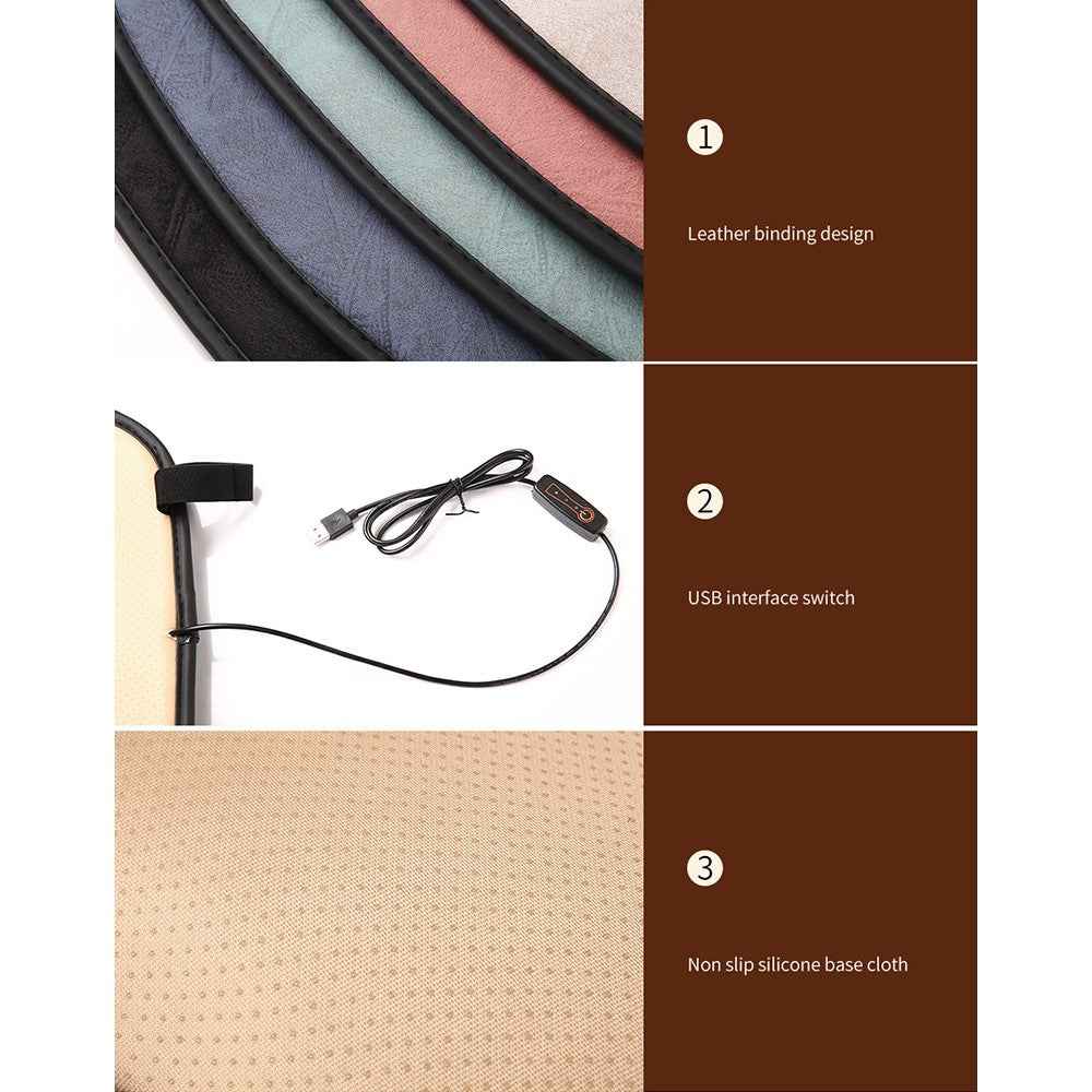 USB Heating Pad for Car 3 Temperature Car Seat Cover Cushion - Beige