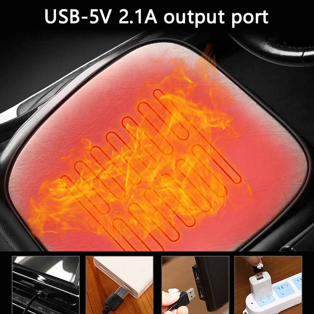 USB Heating Pad for Car 3 Temperature Car Seat Cover Cushion - Pink