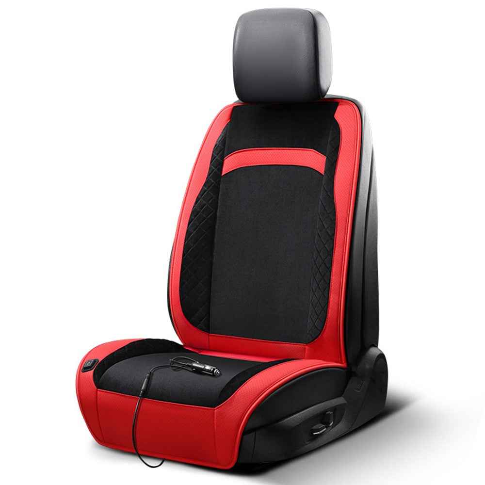 Universal 12V / 24V Car Electric Heating Car Seat Cushion with Backrest Car Seat Warmer for Winter - Black / Red