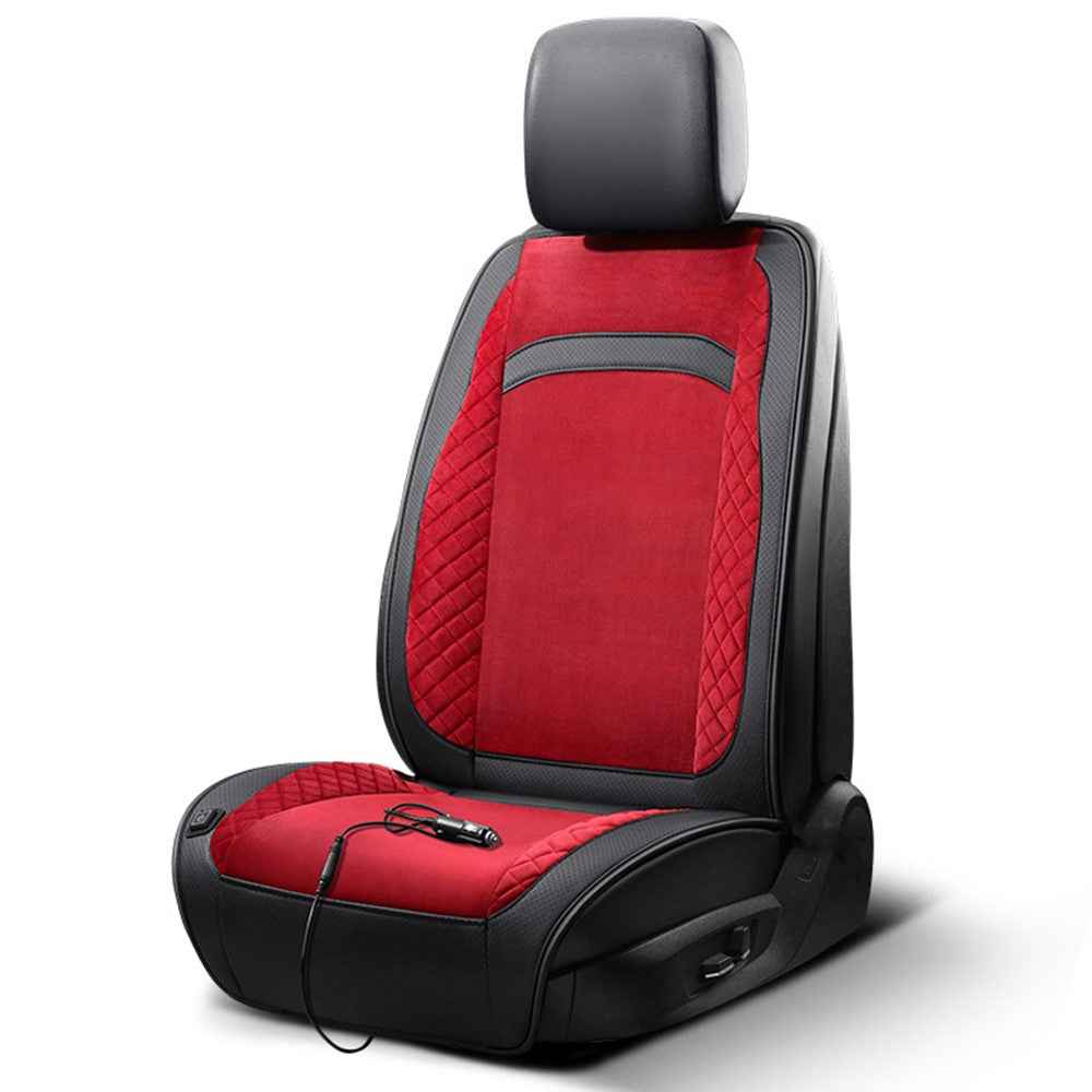 Universal 12V / 24V Car Electric Heating Car Seat Cushion with Backrest Car Seat Warmer for Winter - Red / Black