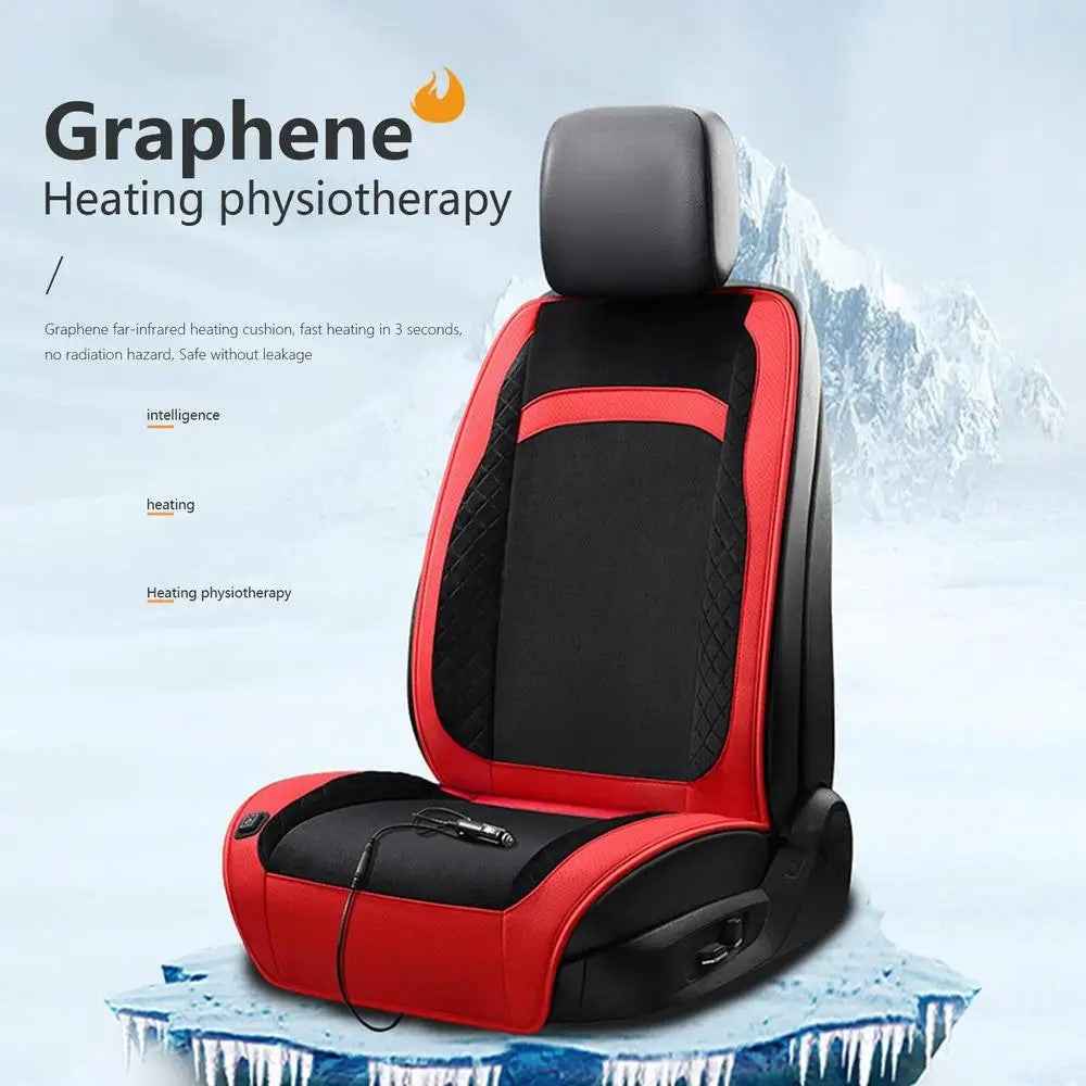 Universal 12V / 24V Car Electric Heating Car Seat Cushion with Backrest Car Seat Warmer for Winter - Red / Black