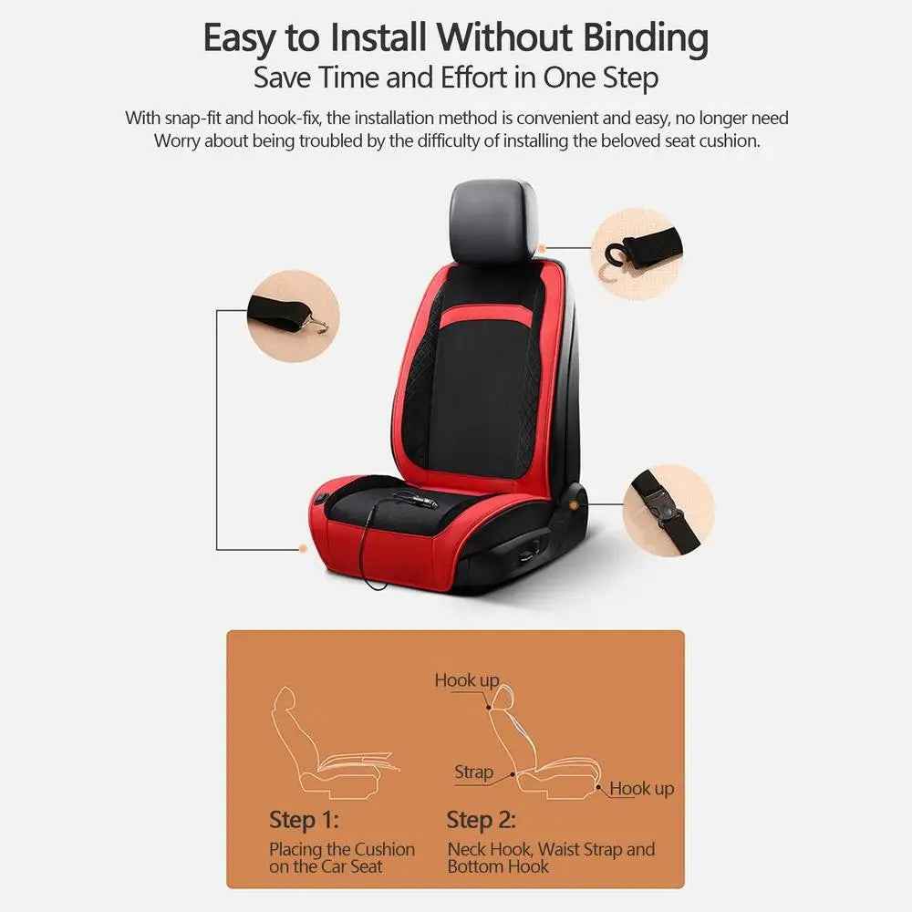 Universal 12V / 24V Car Electric Heating Car Seat Cushion with Backrest Car Seat Warmer for Winter - Red / Black